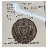 1907 British North Borneo Bronze 1 Cent