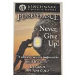 1/4 grain .999 Gold 'Perseverance' Benchmark