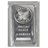 Sunshine Minting 5 Oz .999 Fine Silver Bar