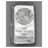10 Troy Oz Silvertowne Buffalo Bar .999 Fine