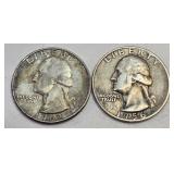 1956 & 62 Washington Silver Quarters 90% Silver