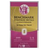 1/4 grain .999 24K Gold Bar Benchmark Strategic