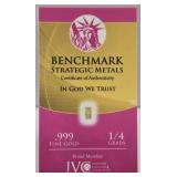 1/4 grain .999 24K Gold Bar Benchmark Strategic