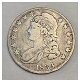 1834 Capped Bust Half Dollar. 89.24% Silver