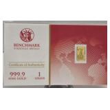 1 Grain .999 24K Gold Bar Benchmark Strategic