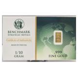1/10 Gram .999 Gold Bar Benchmark Strategic