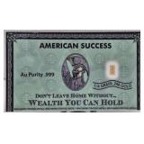 1/4 Grain .999 American Success 24K Gold Bar