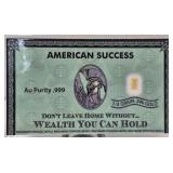 1/4 Grain .999 American Success 24K Gold Bar