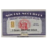 1 Grain .999 24K Gold Social Security Bar