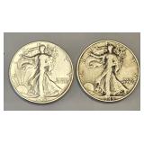 (2) 1943 Walking Liberty Half-Dollar 90% Silver