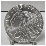 1929 2 Troy Oz Indian Head- Eagle Round .999 Fine