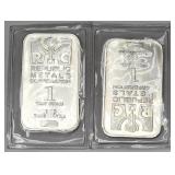 (2) 1 Troy Oz Republic Metals Corporation Bars