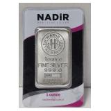 1 Oz NADiR .999 Fine Silver Bar