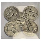 (5) U.S. Standing Liberty Quarters 90% Silver