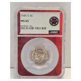 1945 Jefferson Nickel San Francisco Mint MS 65