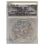 2011(S) Silver Eagle ANACS MS70 San Francisco Mint