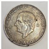 1956 Mexican 5 Pesos Silver Coin 18g .720 Silver