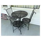 Wrought Iron Patio Table & 3 Chairs
