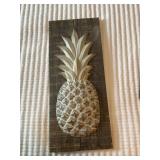 Embossed metal pineapple wall decor