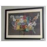 43" x 33" Target USA License Plate Map Pub Bar