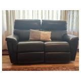 Black leather reclining loveseat