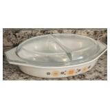 Vintage Pyrex Town and Country 063 Oval Divided