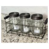 Decorative Wire Basket 12ï¿½ w/ 3 Glass Jars