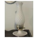 Vintage Hobnail Milk Glass Lamp Table Boudoir