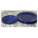 7 Pieces Blue Speckled Plates(4) & Bowls(3)