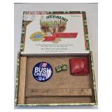 Cigar Box, Vintage Dice, Pin & Chopstick Box