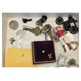 Misc Lot- Costume Jewelry,  Keys, Token & more