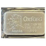 1 Troy Oz Fine Silver .999 Oxford Alaska Bar