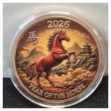 2026 Year of the Horse 1 AVDP oz .999 Fine Copper