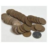 Several (52) Wheat Pennies As Pictured