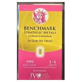 1/4 Grain .999 Fine Gold Bar 24K Benchmark