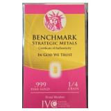 1/4 Grain .999 Fine Gold Bar 24K Benchmark