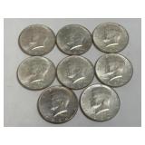 8 1964 Kennedy Half Dollars 90% Silver