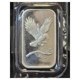 1 Troy Oz Silvertowne Eagle Bar .999 Fine Silver
