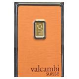 1 Gram Fine Gold 999.9 Valcambi Suisse  Bar