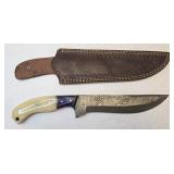 Damascus Style Fixed Blade Knife 6"-Blade