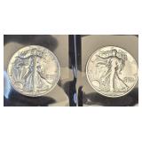 1939 & 1942 Walking Liberty Half-Dollars 90%