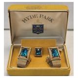 Vintage Hyde Park Blue Zircon Gold Toned Cuff