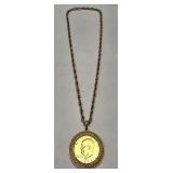 Gold Toned 1972 Eisenhower Dollar Pendant &