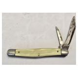Vintage Yellow Handled 2-Blade Pocket Knife