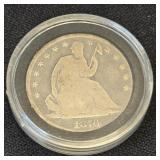 1876 Seated Liberty Half Dollar 90% Silver