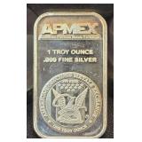 1 Troy Oz .999 Fine Silver Apmex Bar
