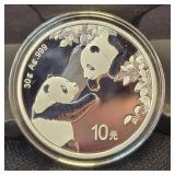 2023 1-Oz China Panda 10 Yuan 30 g Ag .999 Silver