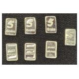 (7)- 5 Gram Bars .999 Fine Silver 35 Grams Total