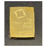1 Gram 999.9 Fine Gold Valcambi Suisse Bar