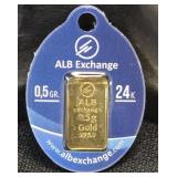 .5 Gram Gold 995.0 24K ALB Exchange Bar